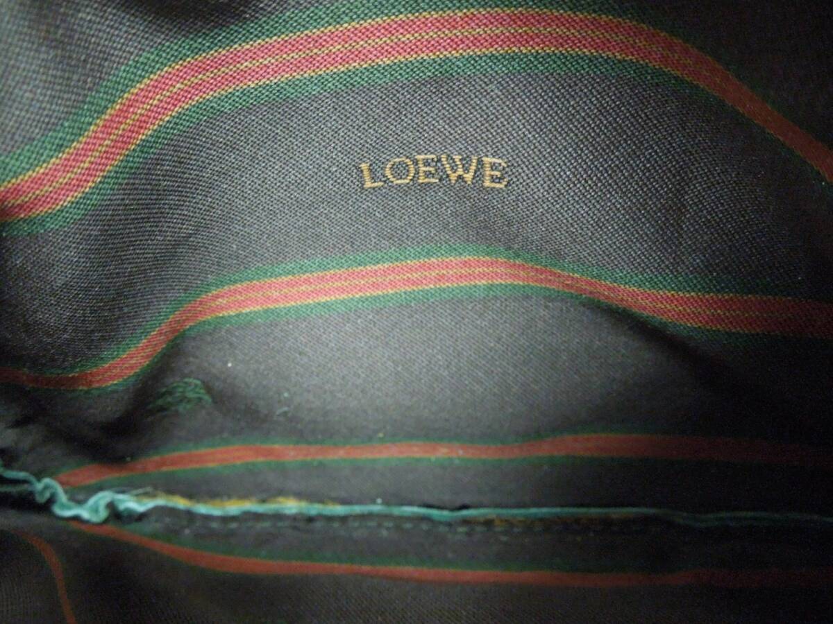 ‡0350 LOEWE ロエベ ベラスケス ポーチ コインケース バイカラー ブルー系×グリーン系 ツイスト ゴールド金具_画像9