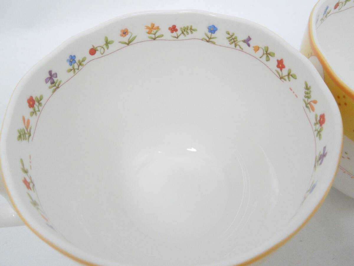 ‡ 0643 【未使用】 Noritake ノリタケ トゥルーラブ ペア カップ＆ソーサー 2客 プリマチャイナ イエロー 黄色 花柄の画像4