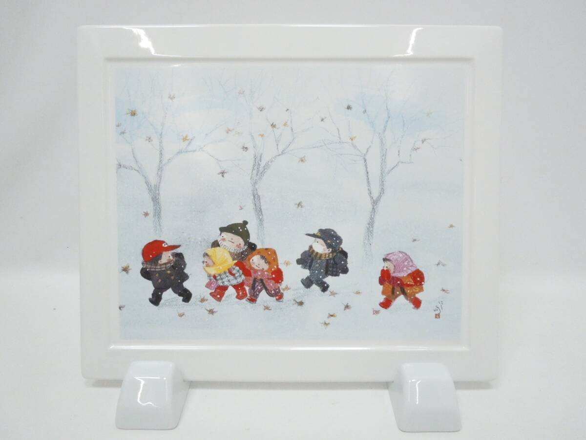 ‡ 0511 west island . three male . board spring summer autumn winter 4 pieces set light kiln ceramics tile ... illustration picture interior used 