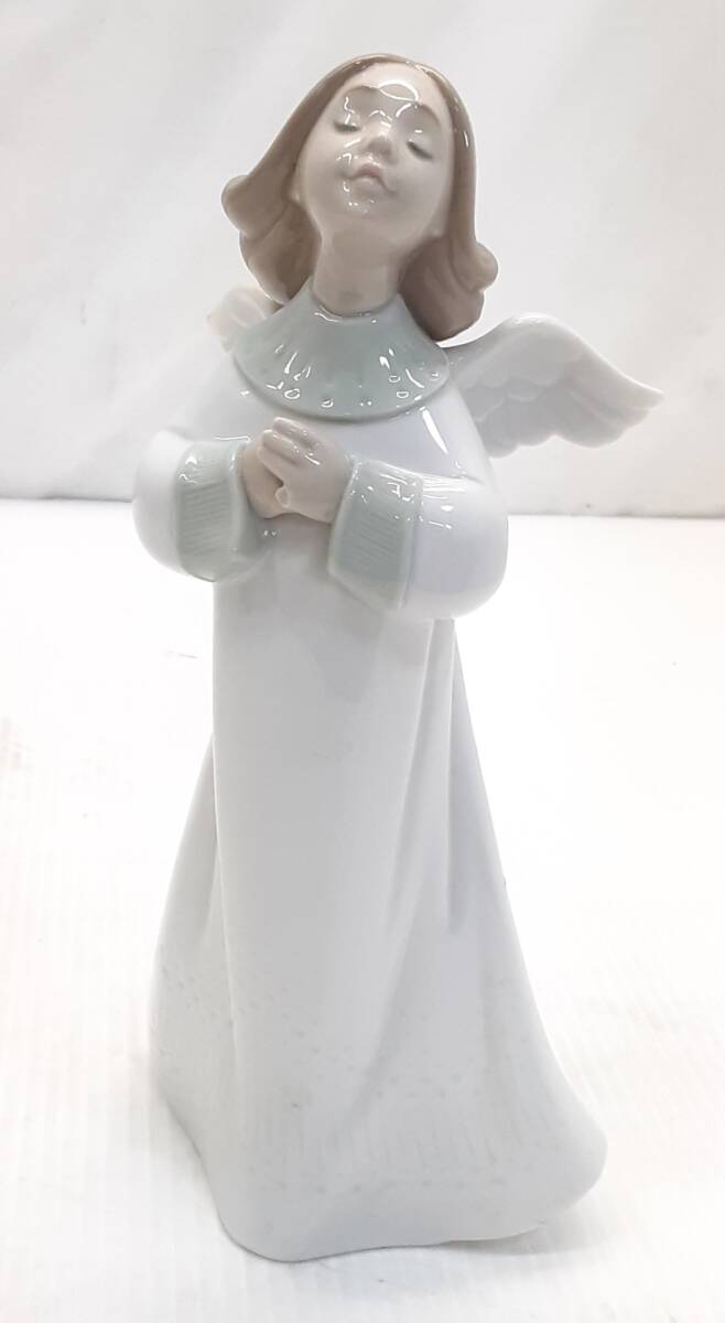 §　A38127　 LLADRO　リヤドロ　6788　天使の願い　天使の祈り　フィギュリン　陶器人形　※小指カケあり　中古_画像1