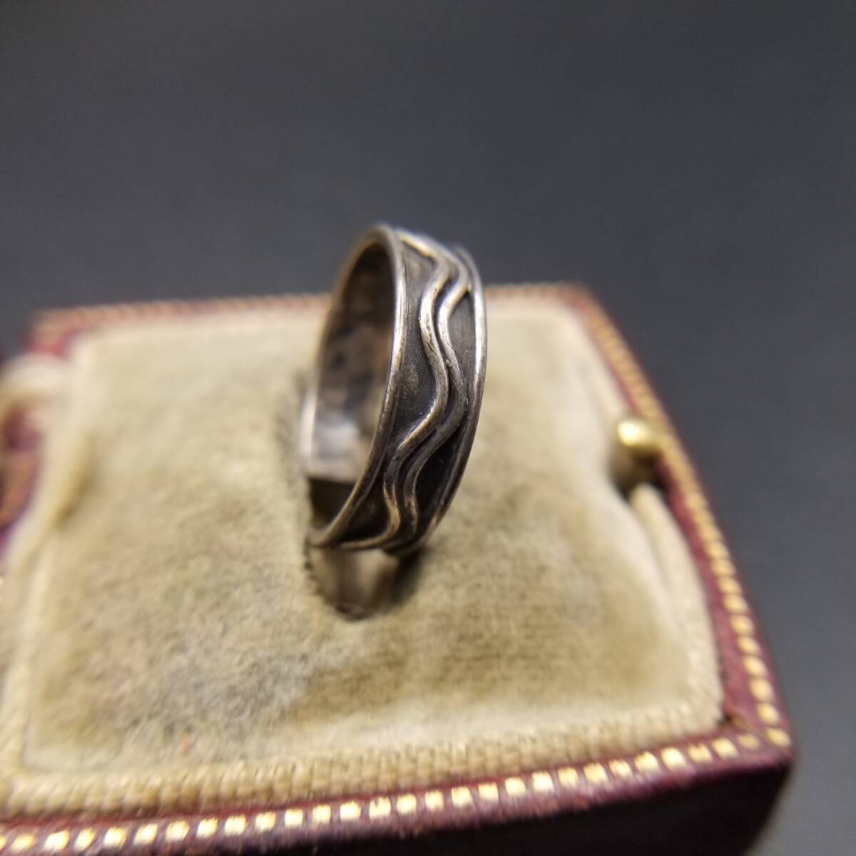  cuff ring wave line Eternity band open simple 925 Vintage silver ring jewelry import Y14-W