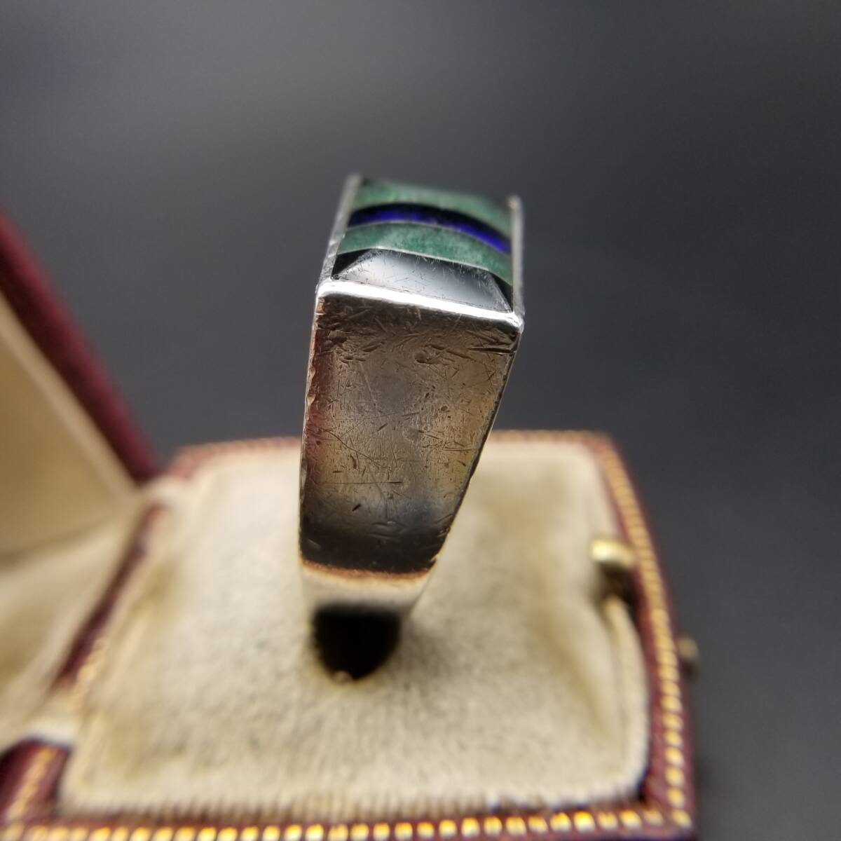  темно-голубой / зеленый полоса rek tang rusig сеть 925 Vintage серебряное кольцо серебряный кольцо мужской ювелирные изделия присутствие Y15-N