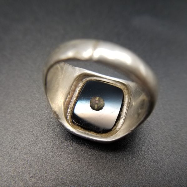 Clark & Coombs initial письмо квадратное sig сеть черный оникс Vintage кольцо 925 серебряный серебряный кольцо мужской ювелирные изделия Y15-G