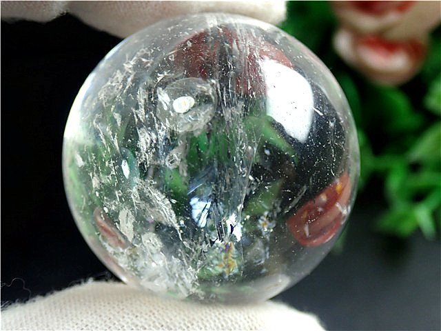 「在庫処分」AAA級天然水晶(レインボー)丸玉176B1-18B17bの画像1