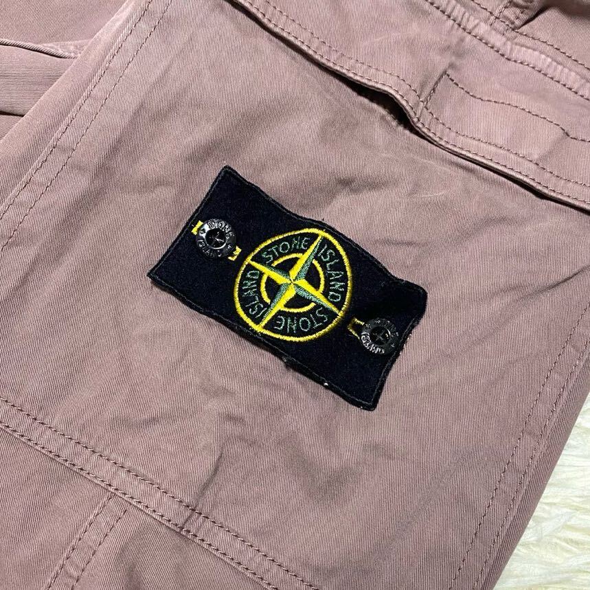 【美品/希少色】STONE ISLAND ストーンアイランド ガーメントダイコットン ストレッチ カーゴパンツ ワークパンツ ワッペン 刺繍 32 ピンク