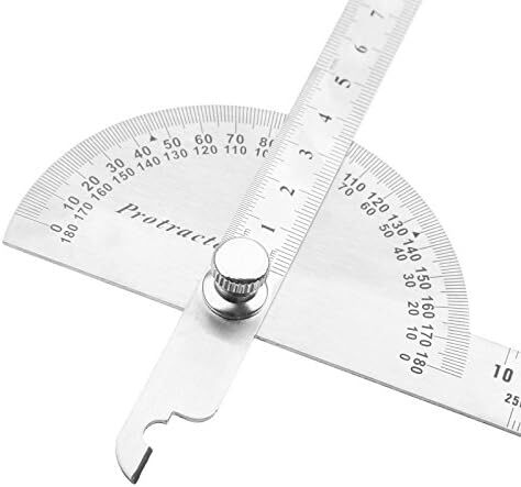 角度計 ゴニオメーター 分度器 ゲージアーム測定 180度回転 定規ツール ステンレス鋼 シルバの画像4