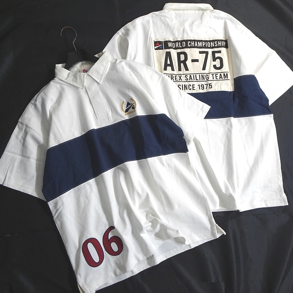 AVIREX アヴィレックス 新品 SAILING TEAM SHIRT 天竺素材 配色切替え 襟付き 半袖 カジュアル シャツ 3135004 030 L ▲019▼kkf289usの画像1