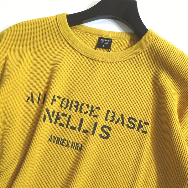 AVIREX アヴィレックス 新品 USAF ミリタリー サーマル素材 ワッフル生地 クルーネック 半袖 Tシャツ 3134054 423 L ▲011▼kkf257us_画像3