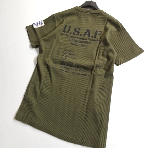 AVIREX アヴィレックス 新品 USAF ミリタリー サーマル素材 ワッフル生地 クルーネック 半袖 Tシャツ 3134054 310 L ▲011▼kkf261usの画像5