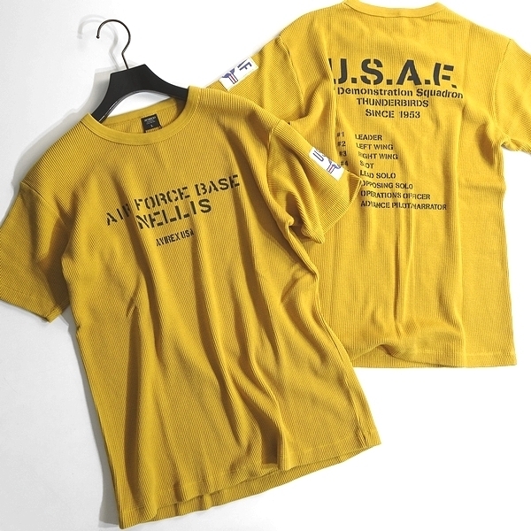 AVIREX アヴィレックス 新品 USAF ミリタリー サーマル素材 ワッフル生地 クルーネック 半袖 Tシャツ 3134054 423 XL ▲011▼kkf258usの画像1