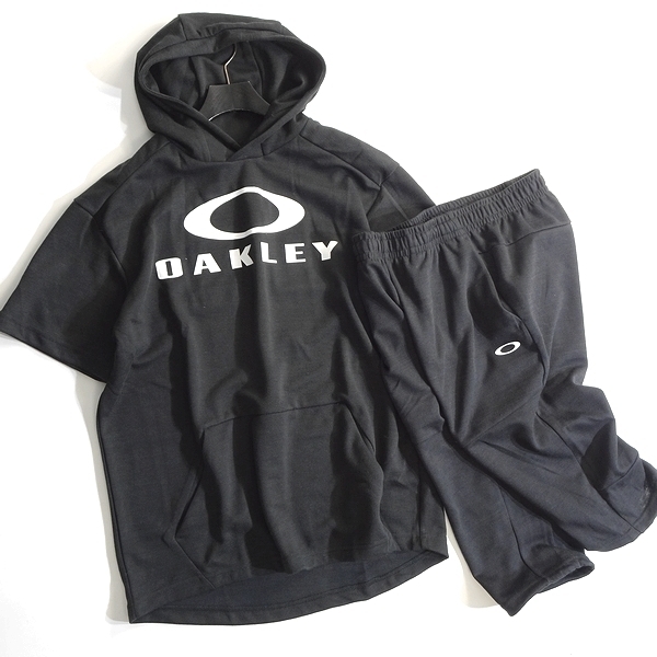 OAKLEY オークリー 新品 吸汗速乾×UPF15+ フロントロゴ 半袖 フーディ イージーパンツ セットアップ FOA403562/75 02E L ▲038▼kkf1760cの画像1