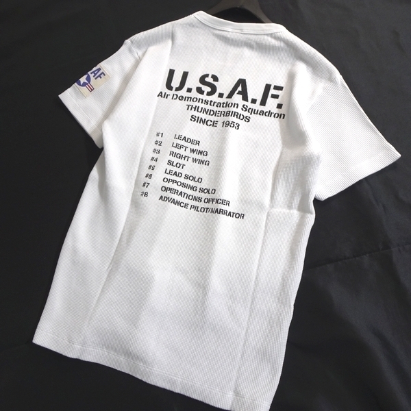 AVIREX アヴィレックス 新品 USAF ミリタリー サーマル素材 ワッフル生地 クルーネック 半袖 Tシャツ 3134054 030 M ▲011▼kkf253us_画像5