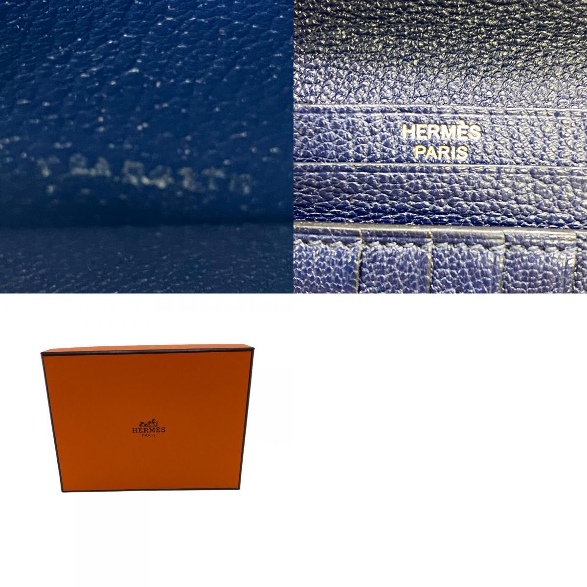 HERMES/エルメス ベアンコンパクト コンパクトウォレット オーストリッチ 二つ折り財布 ネイビー レディース ブランド_画像10