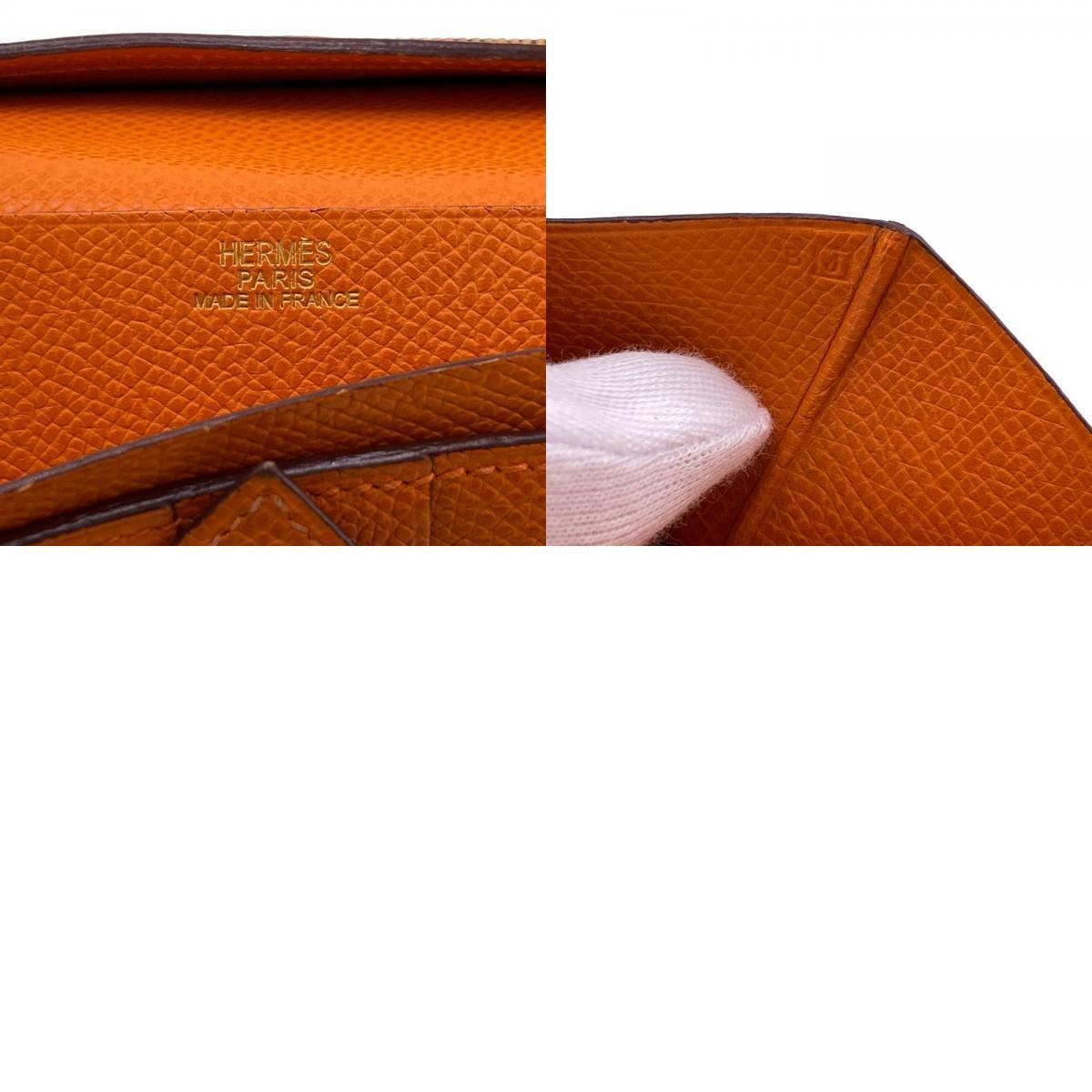 HERMES/エルメス ベアンスフレ ヴォーエプソン 長財布 オレンジ ユニセックス ブランドの画像10