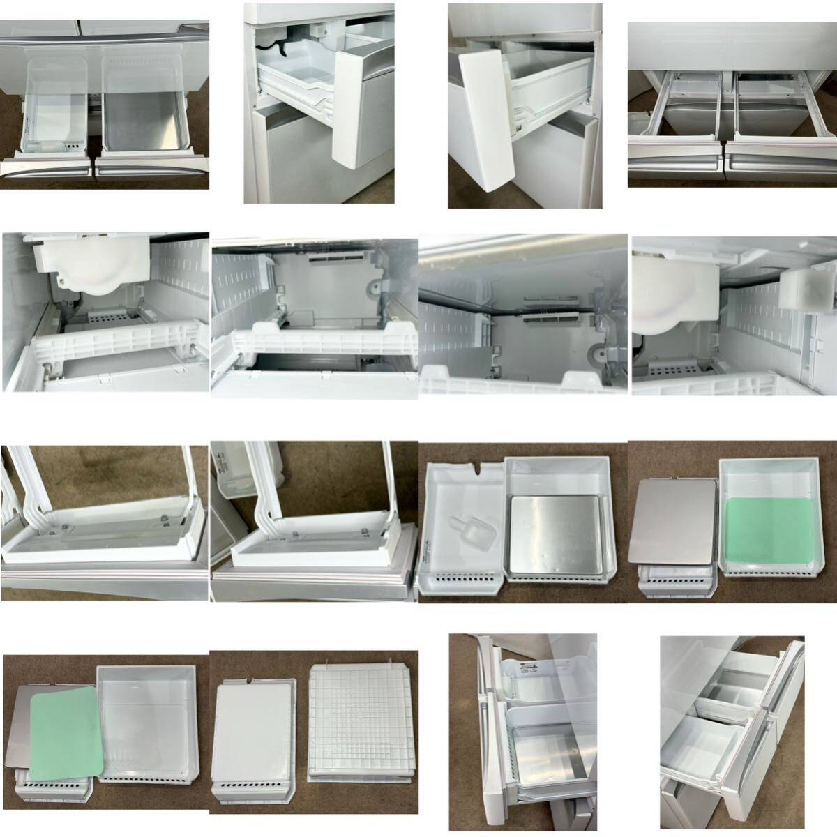 TOSHIBA東芝 6ドア ノンフロン冷凍冷蔵庫 VEGETA GR-S460FZ(UW) [クリアグレインホワイト] ガラストップ タッチオープン461L 2020年製 _画像9