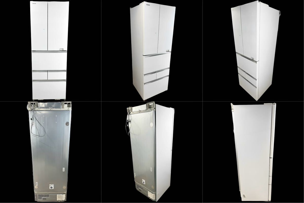 TOSHIBA東芝 6ドア ノンフロン冷凍冷蔵庫 VEGETA GR-S460FZ(UW) [クリアグレインホワイト] ガラストップ タッチオープン461L 2020年製 _画像4