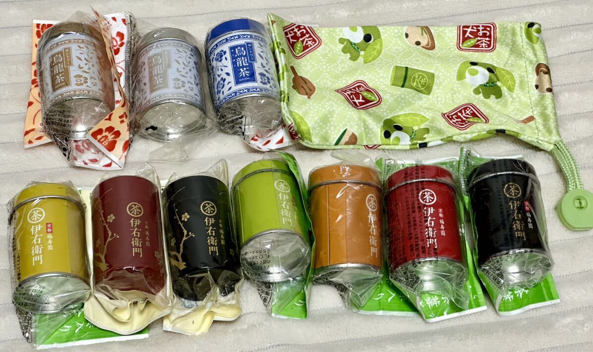 Киото Фукуджуен Iemon Suntory Suntory Oolong Tea Mini Tea Tea Mini Tea Bank Tea Leaves не продается миниатюрная чайная банка 8 чайные порезы 2 Всего 10 чайная сумка для собак 1 с 1