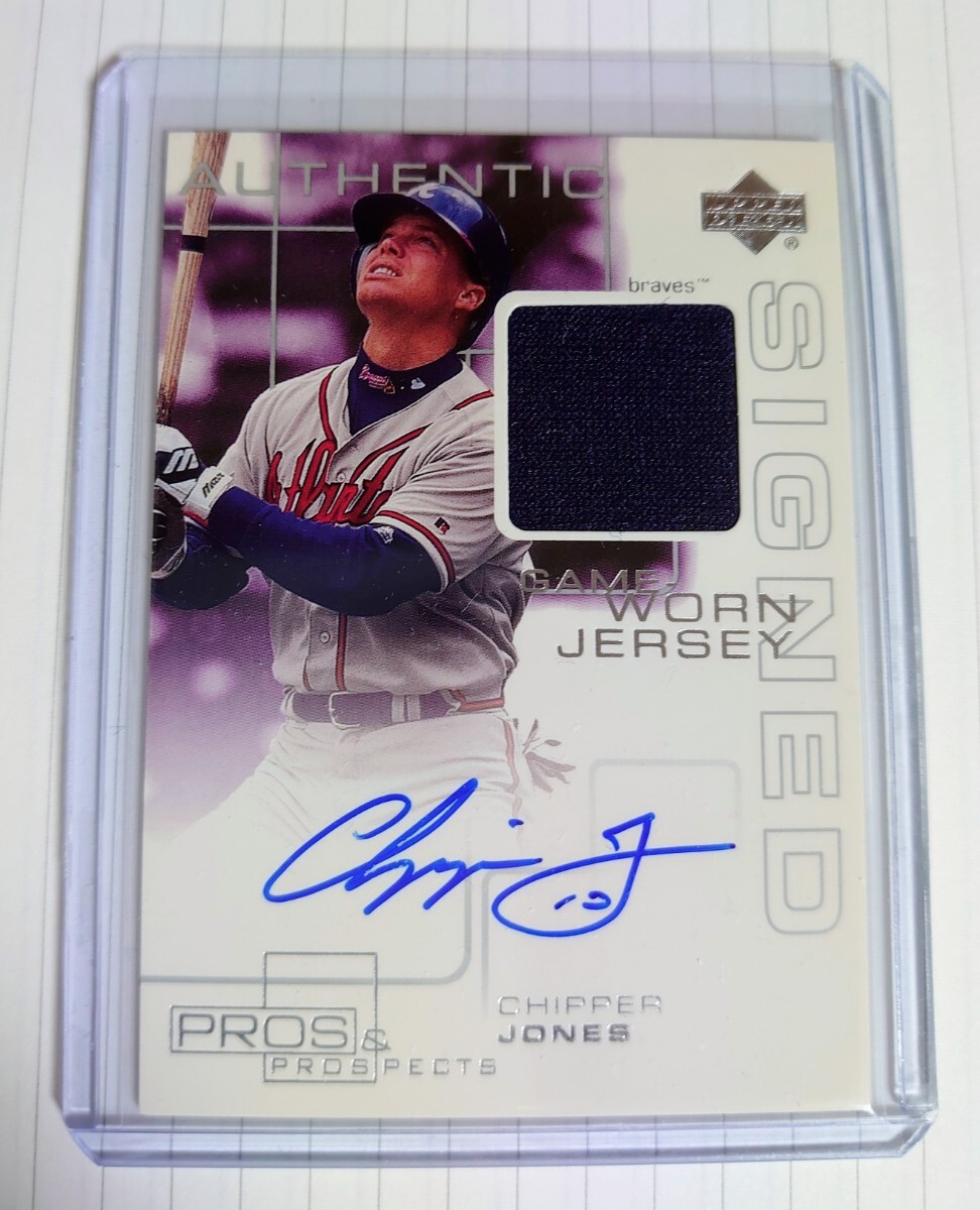 2000 UD Pros＆Prospects Chipper Jones Auto Jersey レアの画像1