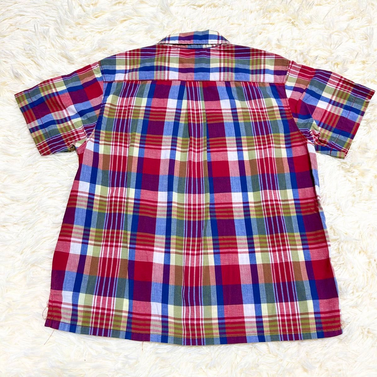MIKIHOUSE ミキハウス 半袖 チェックシャツ 100 刺繍 ロゴ チェック柄 半袖シャツ