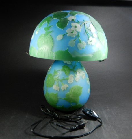 ガレ テーブルランプ 花柄 ブルー ナイトスタンド 高さ約37cm 照明 卓上ランプ 電球は付属しません N-1140の画像1