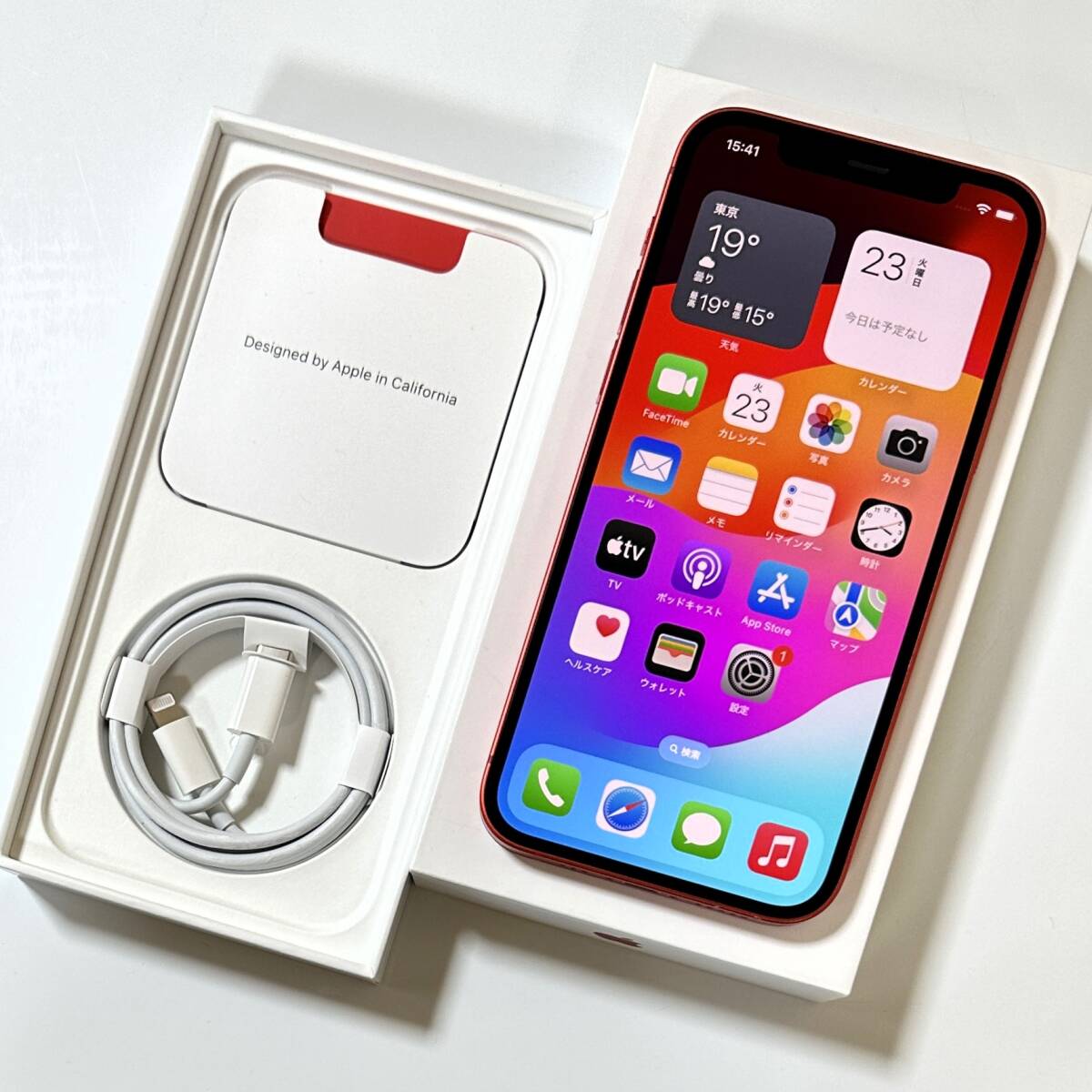 SIMフリー iPhone 12 (PRODUCT)RED Special Edition 128GB MGHW3J/A バッテリー最大容量86％ アクティベーションロック解除済の画像1