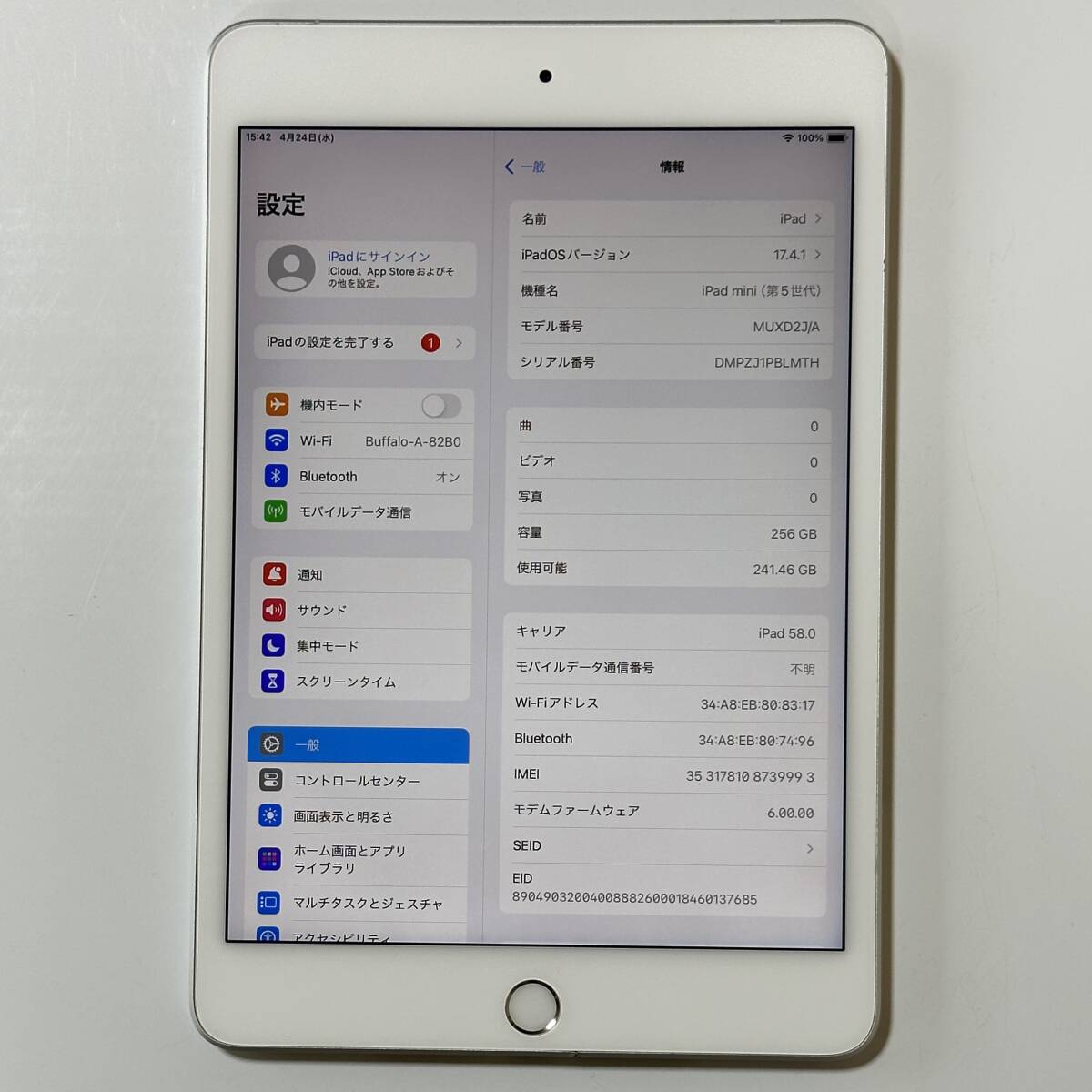 Apple SIMフリー iPad mini (第5世代) シルバー 256GB MUKD2J/A Wi-Fi+Cellular アクティベーションロック解除済の画像2