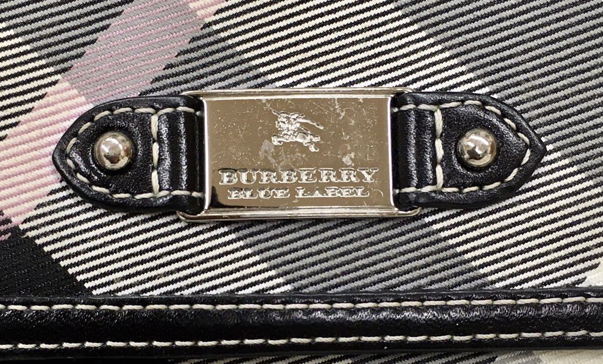 BURBERRY BLUE LABEL/バーバリーブルーレーベル◆箱入り、タグあり 折り財布◆ロゴプレート ロゴ金具 Wホック チェック柄◆野の画像9