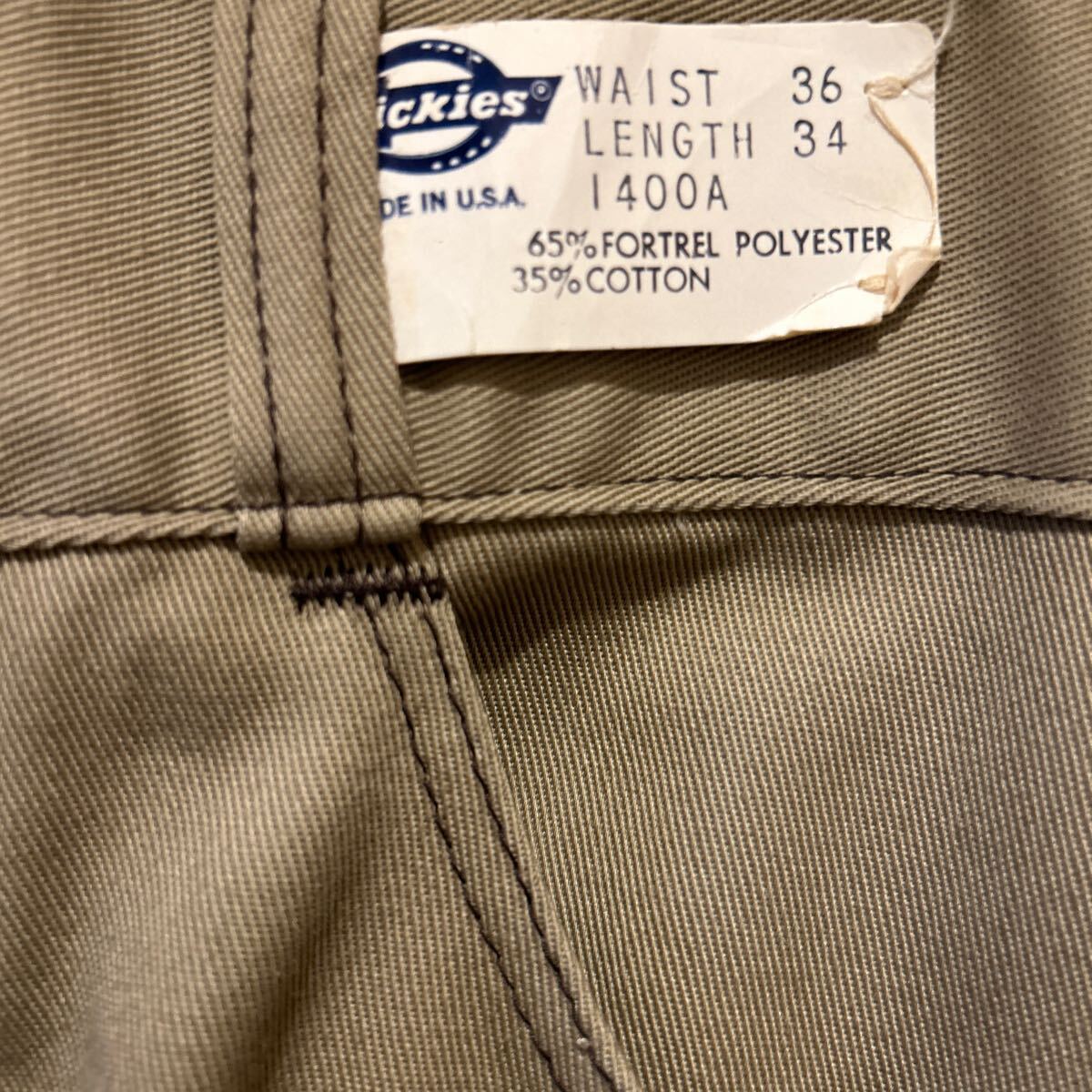 USA製 ビンテージ デッドストック アメリカ製 Dickies ディッキーズ ワークパンツ アメカジ パンツ ベージュ チノパン フラッシャー 古着_画像4