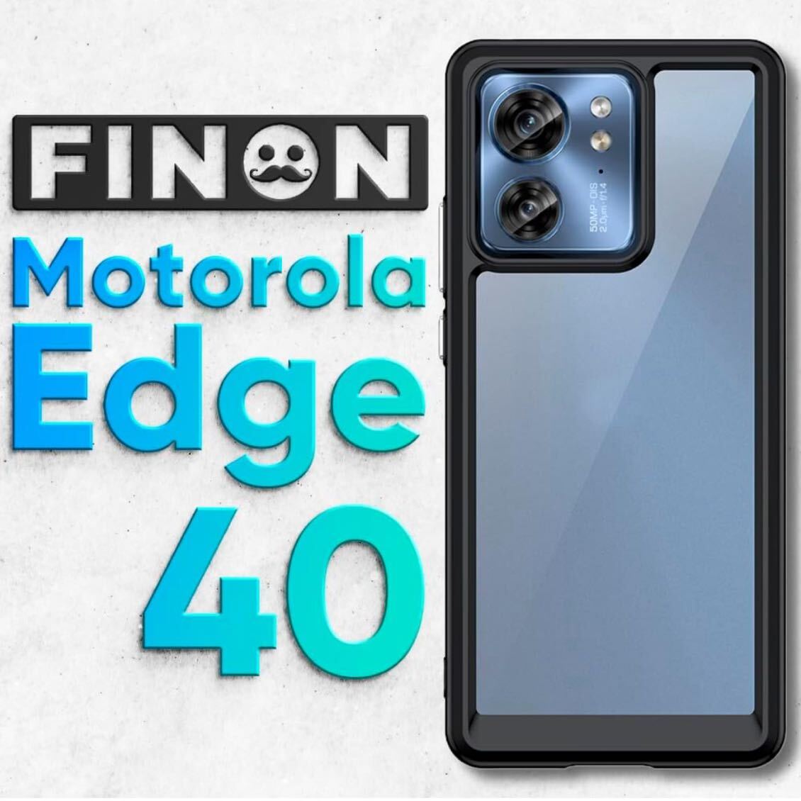 FINON Motorola Edge40 ケース カバー スマホケース クリア ハイブリッド ケース 指紋認証可能モデル 耐衝撃 シンプル (ブラック)の画像2