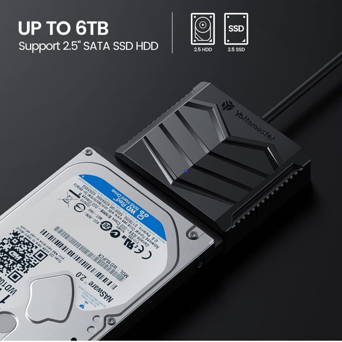 Yottamaster SATA - USBケーブル USB3.0 - SATA III ハードドライブアダプターケーブル 2.5インチHDD/SSD UASP対応 0.98フィート [U3A-03]_画像2