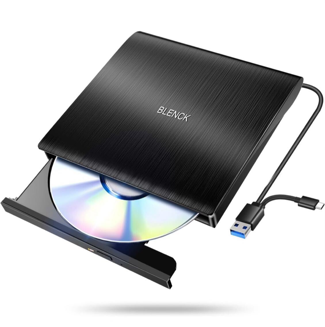 外付けDVDドライブ 極静音 CD DVDドライブ 外付け 高速 USB 3.0&Type-Cデュアルポート 軽量 光学ドライブ Mac OS Windows7/8/10/11対応_画像1