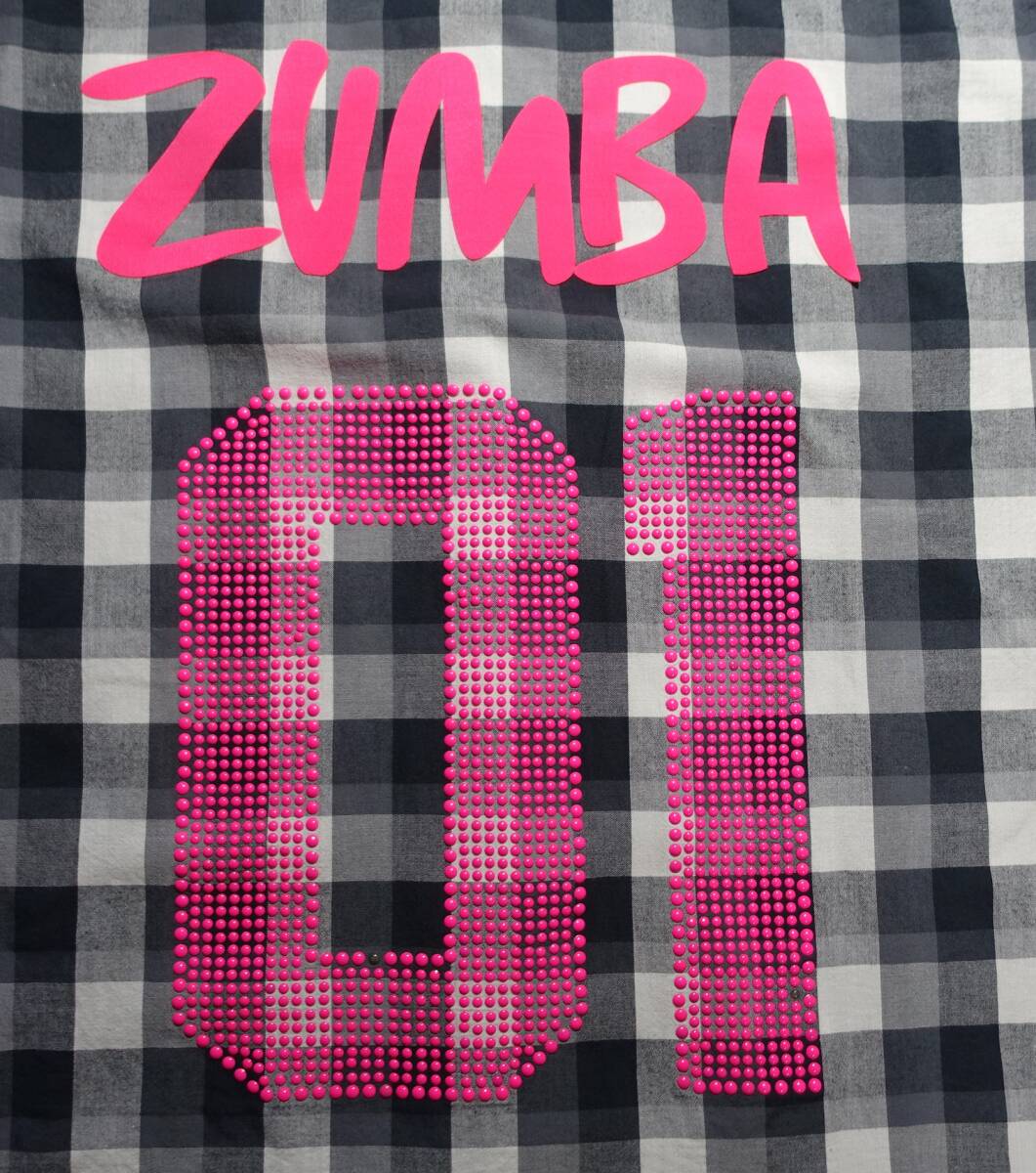 ZUMBA WEAR/ズンバウェア/ズンバ ウェア◆シャツ ブロックチェック ロゴ ダンス フィットネス_画像6