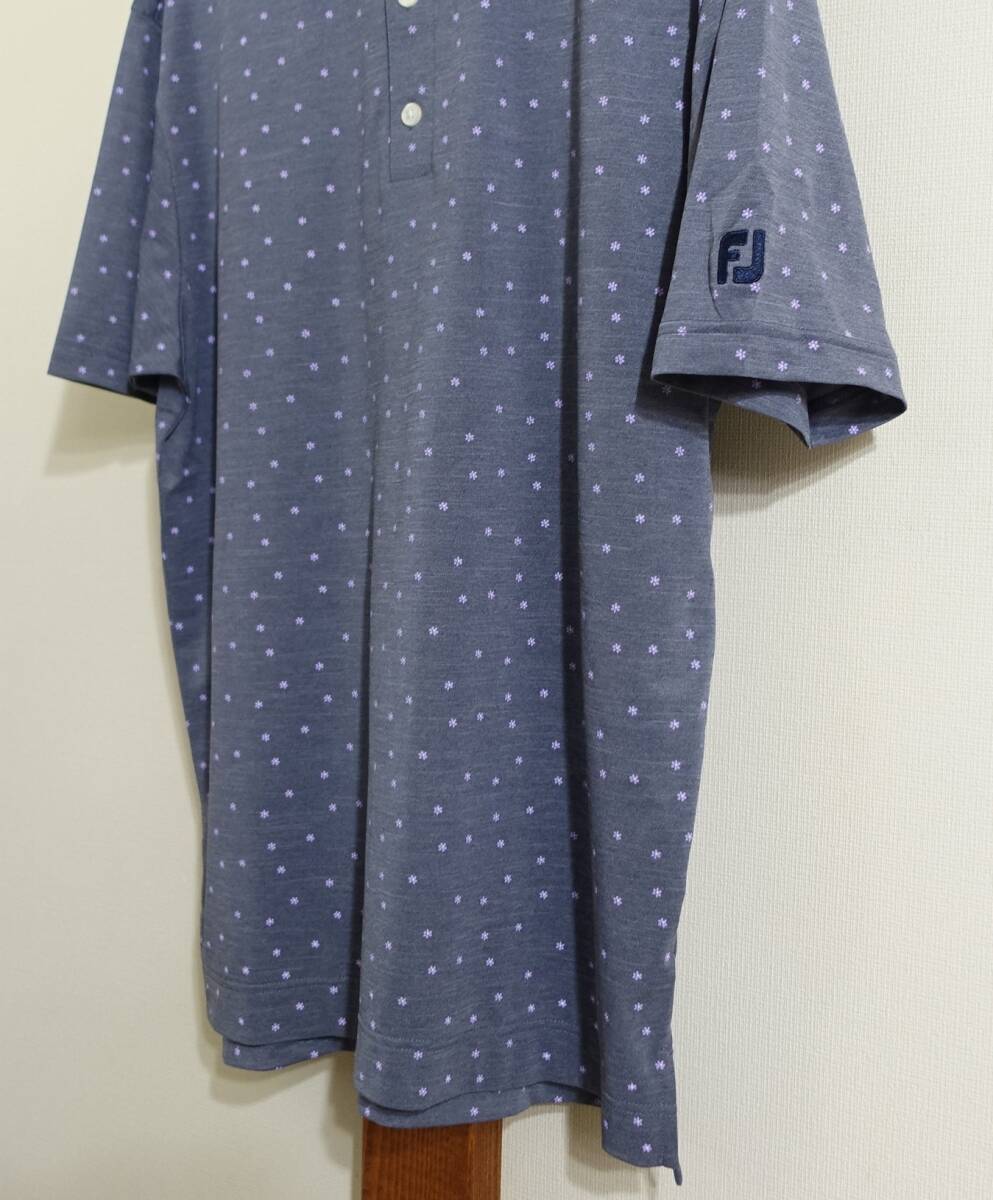 美品★FJ/FootJoy/フットジョイ◆ポロシャツ シャツ ボタンダウン ストレッチ 速乾 小花柄 GOLF ゴルフ アクシネットジャパンインク_画像4