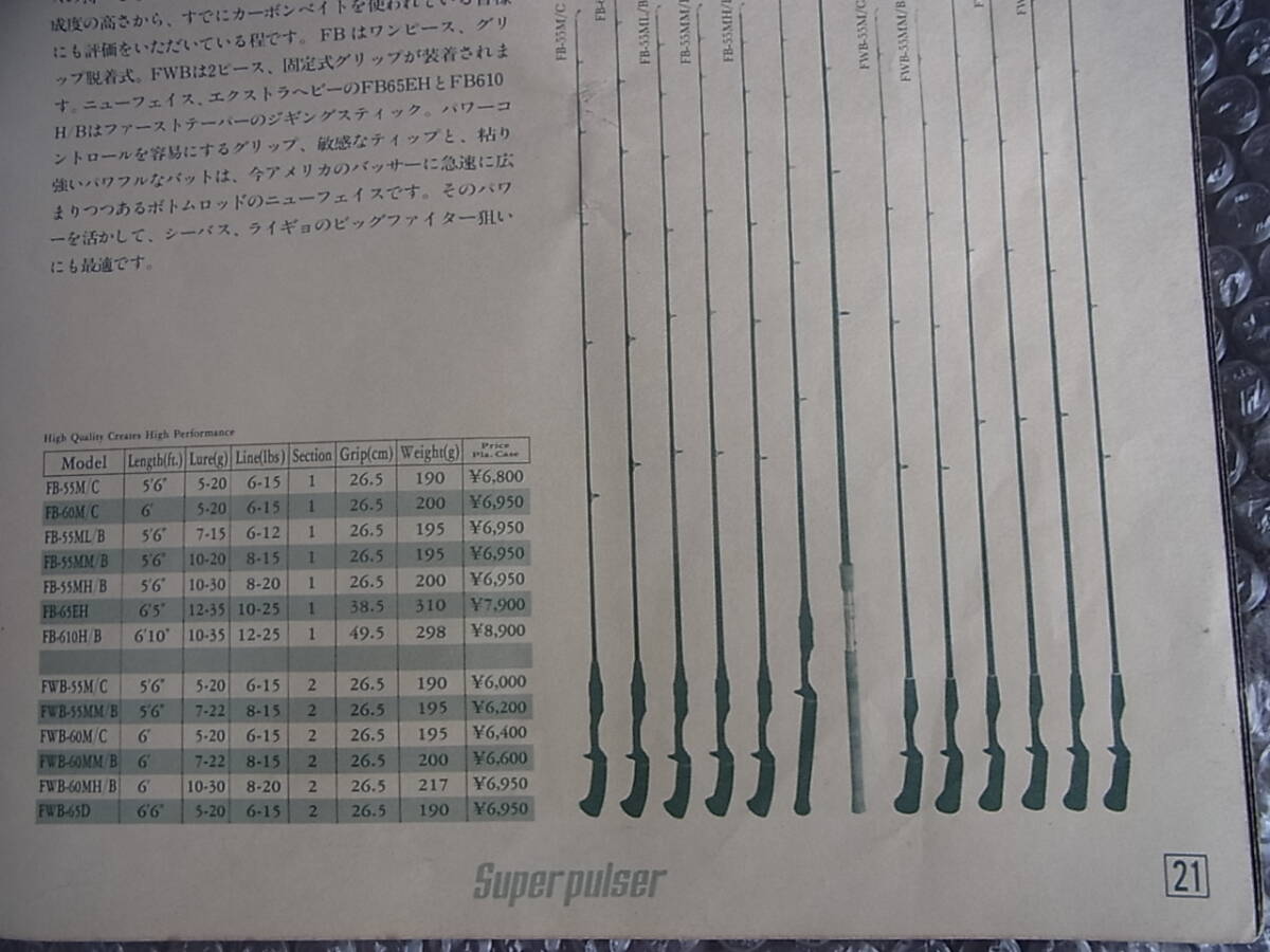 1985年 ufm ウエダ カタログ / フライ ベイト スピニング フジ グリップ / スーパーパルサー FB-55MC FB-60MC FB-610HB ライギョ 等掲載_画像2