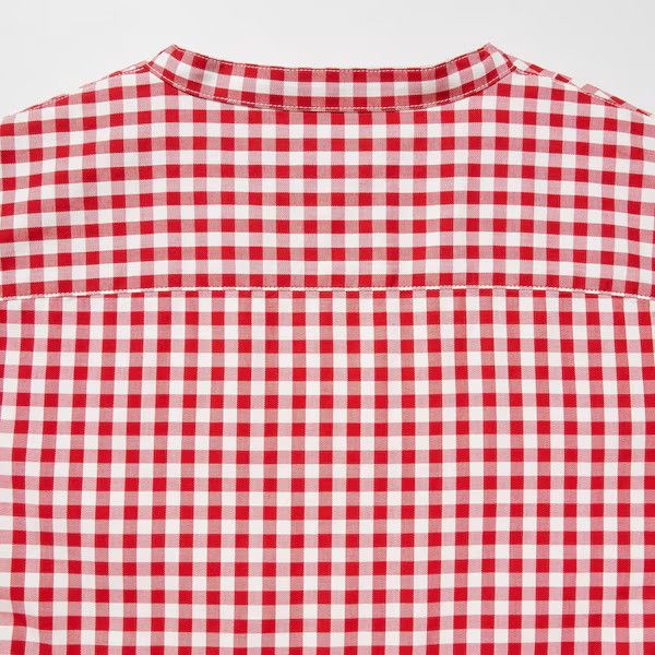 【ユニクロ×イネス】コットンツイルVネックシャツ(七分袖)  赤M
