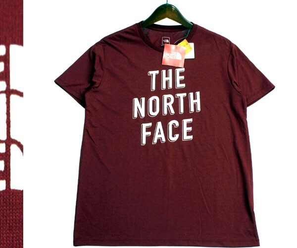 【未使用タグ付 吸汗速乾 UVケア 静電ケア】ノースフェイス THE NORTH FACE ビッグロゴ クルーネック半袖Tシャツ カットソー サイズL 0413a_画像1