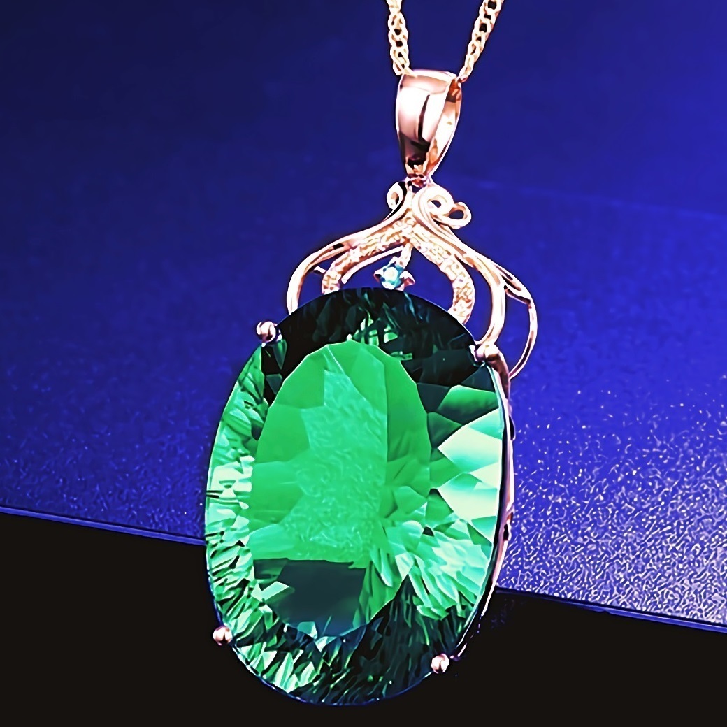 1 jpy start large grain emerald Gold necklace 18K Gold Filled K18GF. gold zirconia . sphere necklace lady's present 367