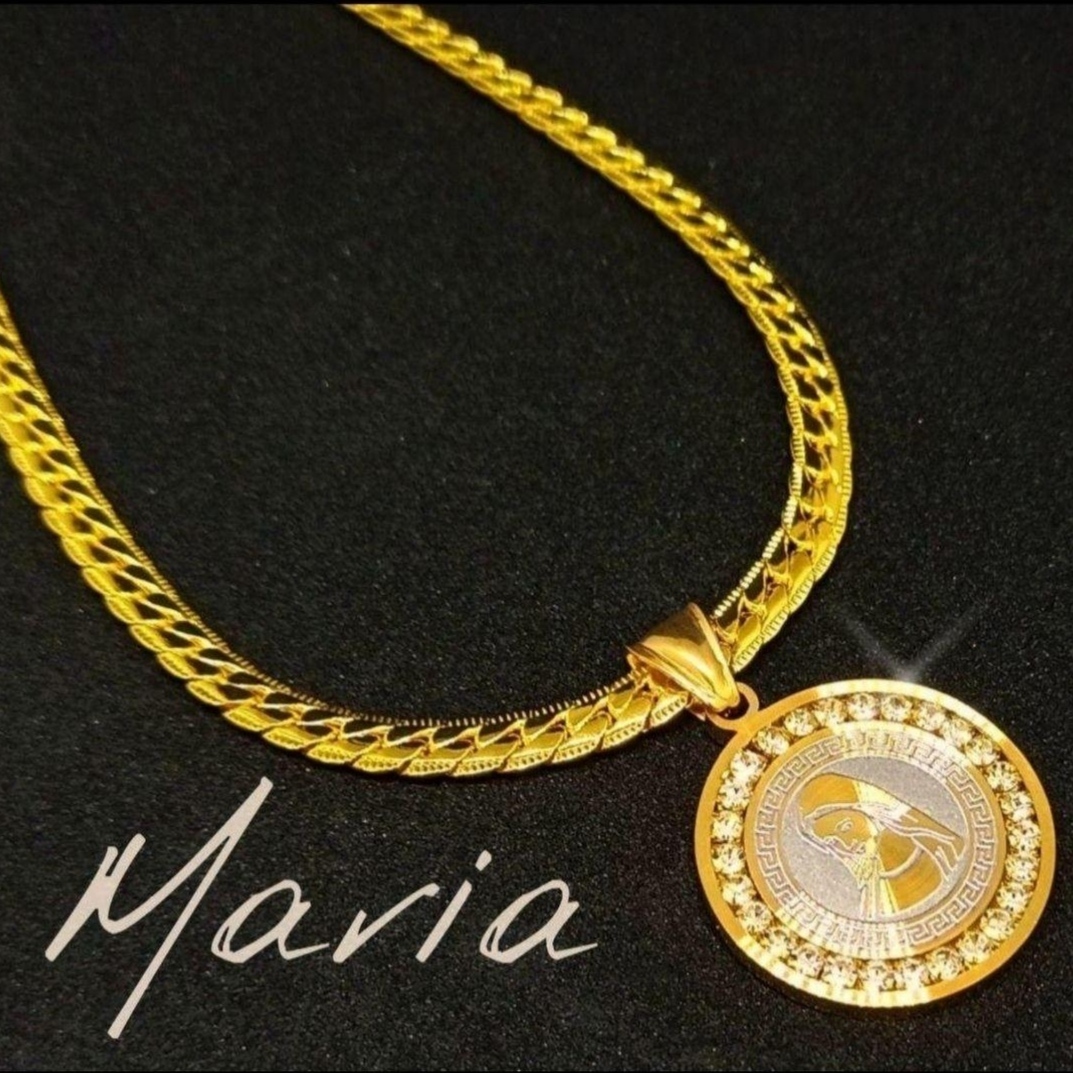 1円スタート マリアモチーフ 喜平ネックレス 18K Gold Plated 18KGP 鍍金 ゴールド necklace 48cm レディース メンズ ユニセックス 225+001_画像1