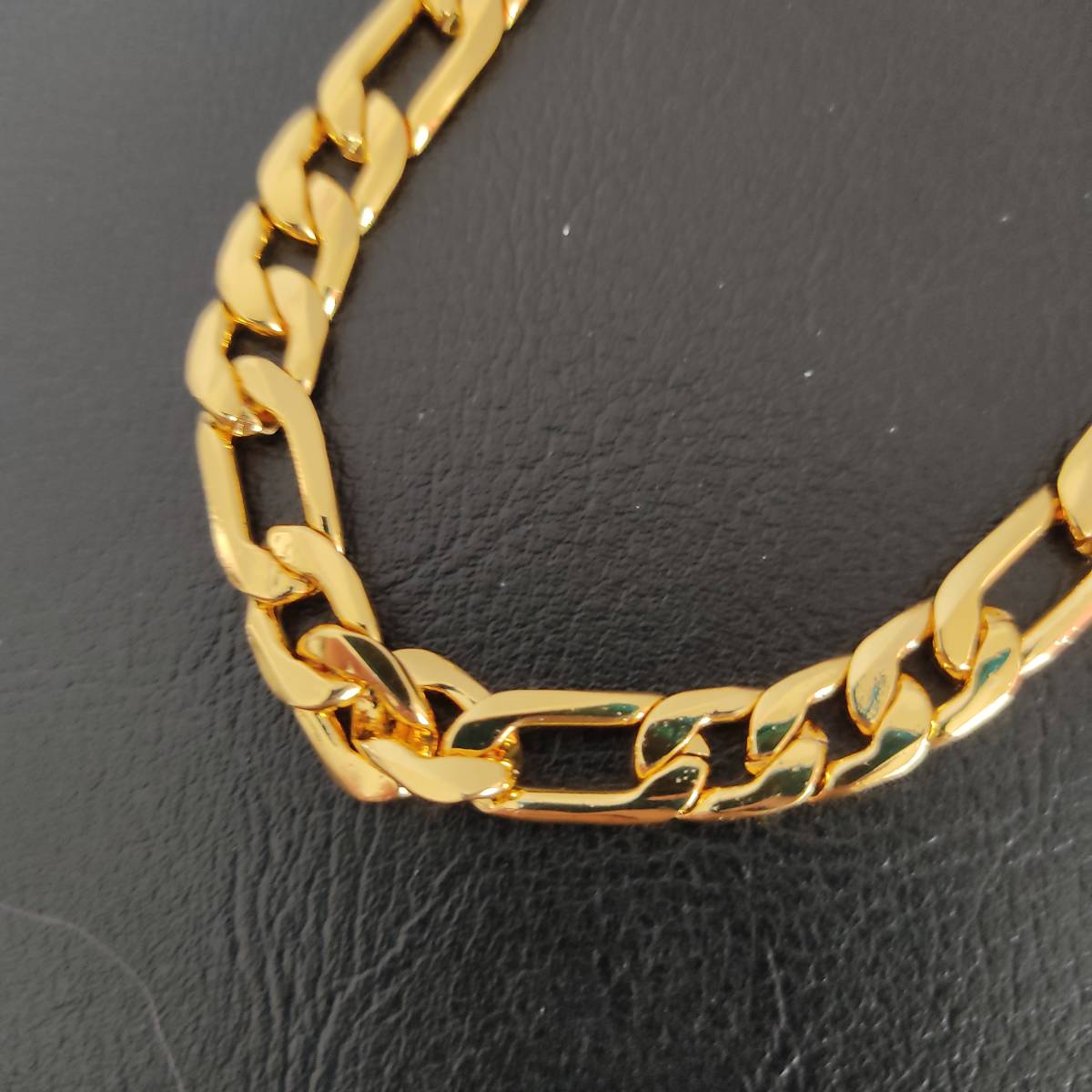 1円スタート フィガロチェーン 喜平ブレスレット 18K Gold Plated 18KGP 鍍金 ゴールド bracelet 20㎝ レディース メンズ ユニセックス 327の画像2