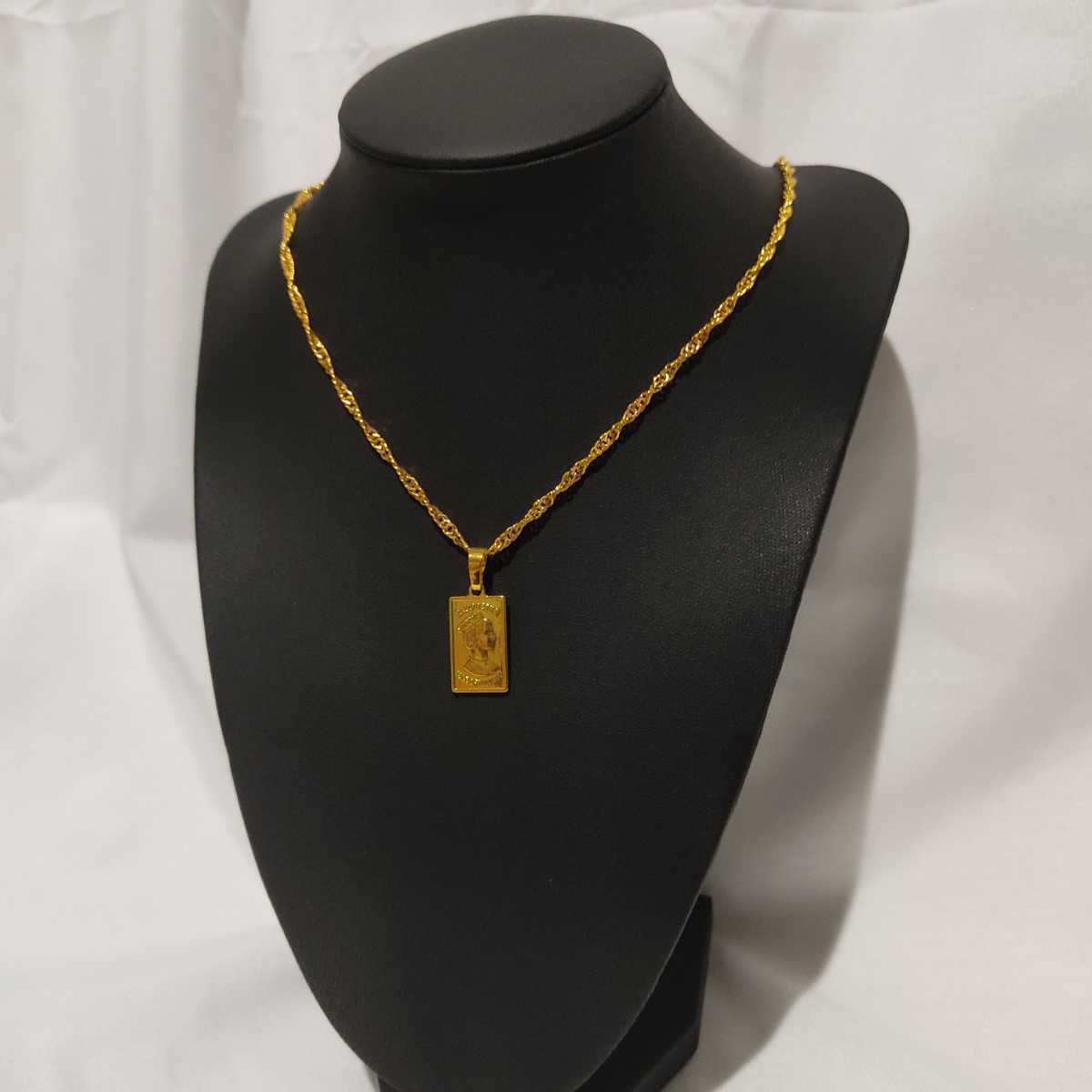 1円スタート エリザベス コインデザイン ネックレス 18K Gold Plated 18KGP 鍍金 ゴールド 45-48㎝ ペンダント necklace レディース 141の画像2