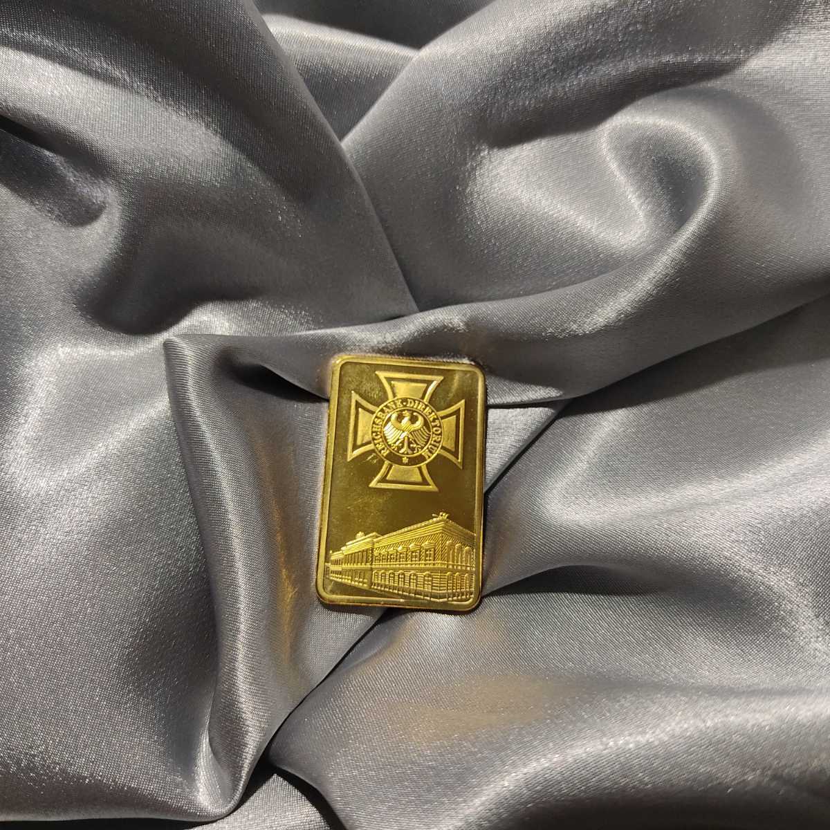 1円スタート ゴールド カラー インゴット 18K Gold Plated 18KGP 鍍金 アンティーク ingot コイン レプリカ 23.0g 6_画像1