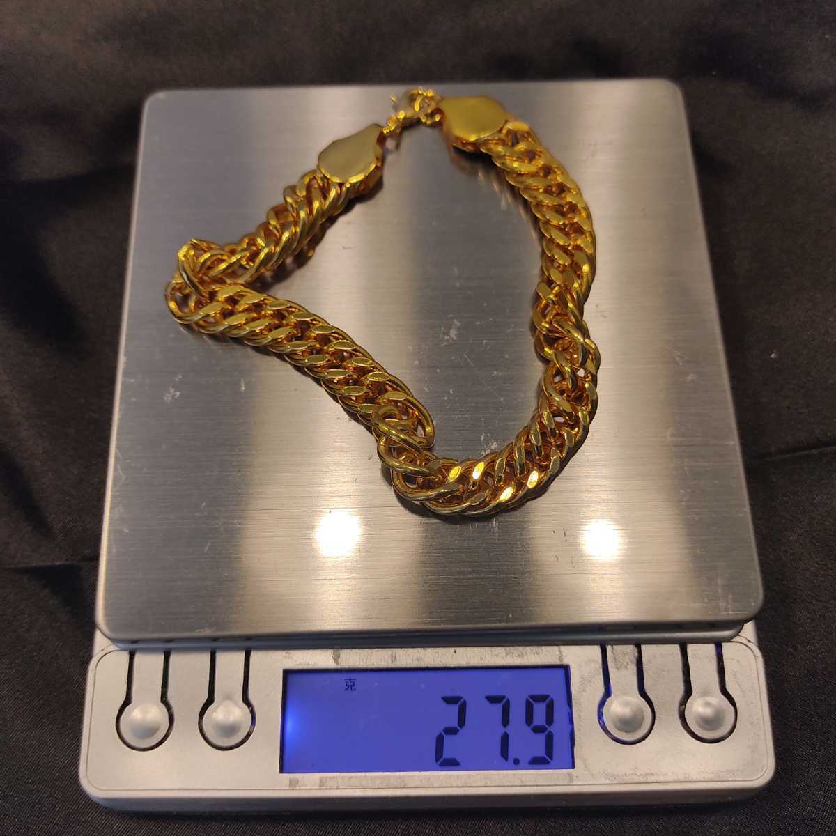 1円スタート 喜平チェーン ブレスレット 18K Gold Plated 18KGP 鍍金 イエローゴールド Bracelet 20cm メンズ レディース ユニセックス 145の画像3