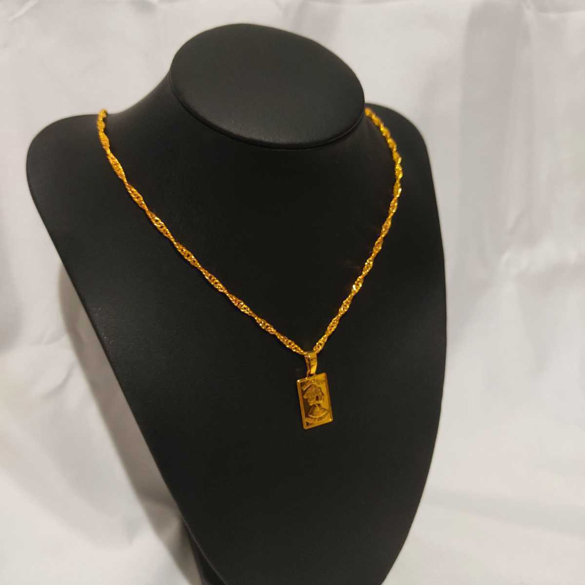 1円スタート エリザベス コインデザイン ネックレス 18K Gold Plated 18KGP 鍍金 ゴールド 45-48㎝ ペンダント necklace レディース 141の画像3