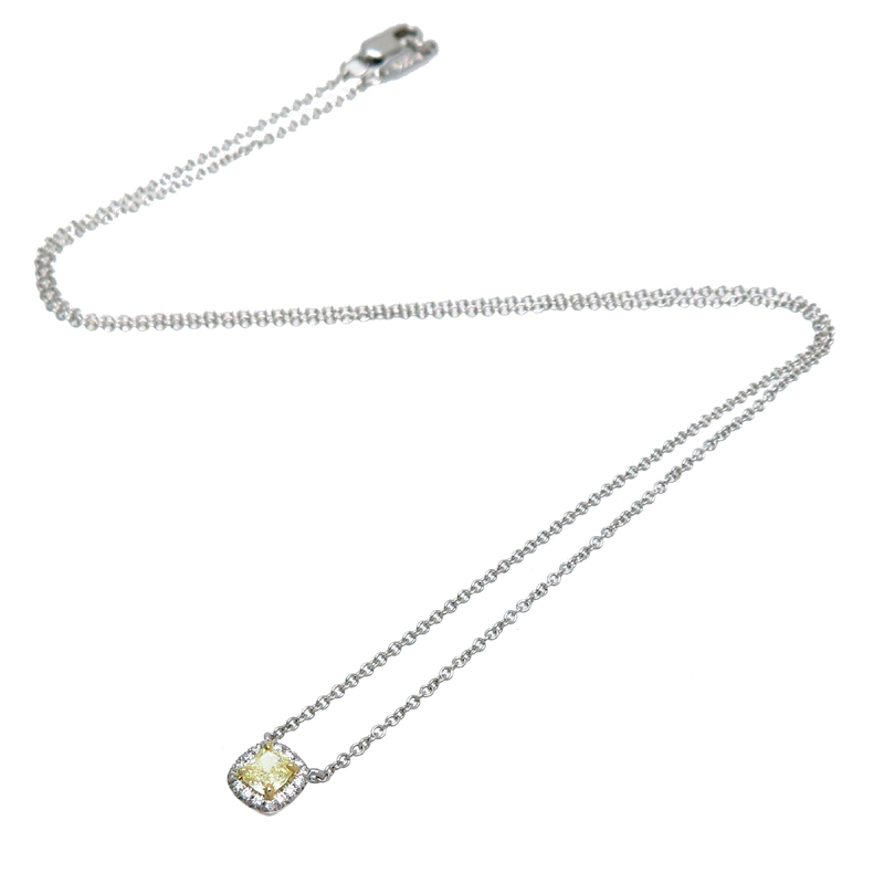 [. talent head office ]TIFFANY&Co. Tiffany 0.21ct yellow diamond so rest necklace Pt950 platinum lady's DH80862