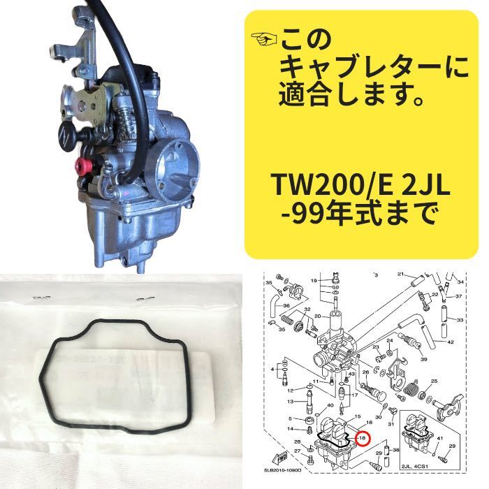 在庫あり 即納 TW200 TW200E キャブレター フロート パッキン ヤマハ 純正 ガスケット チャンバー Oリング 2JL 強制開閉 前期 【Z】_画像1