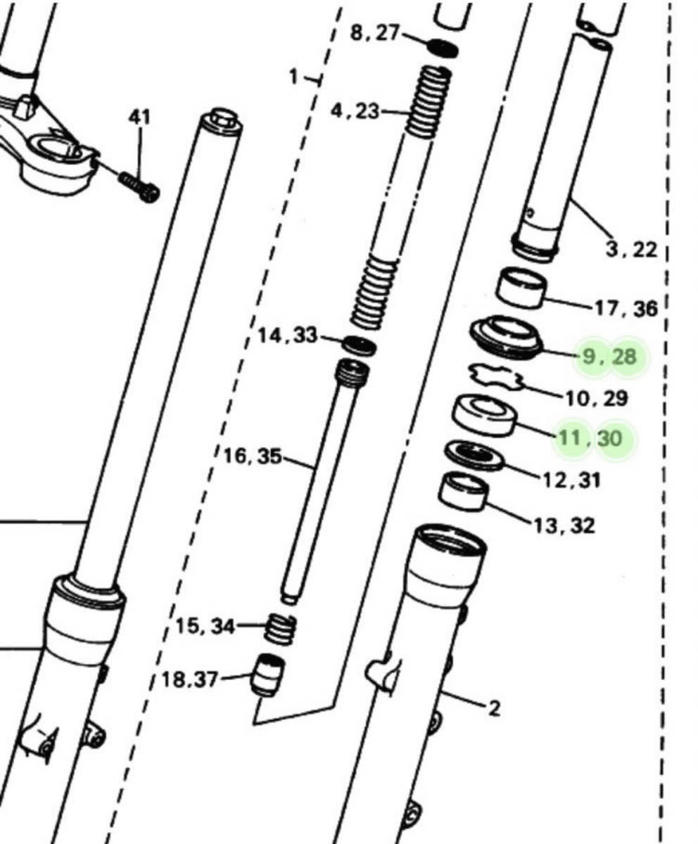 在庫あり 送料無料 XJR400 4HM フロントフォーク ダストシール オイルシール クリップ ヤマハ純正 １台分 初期型用【Y】の画像2