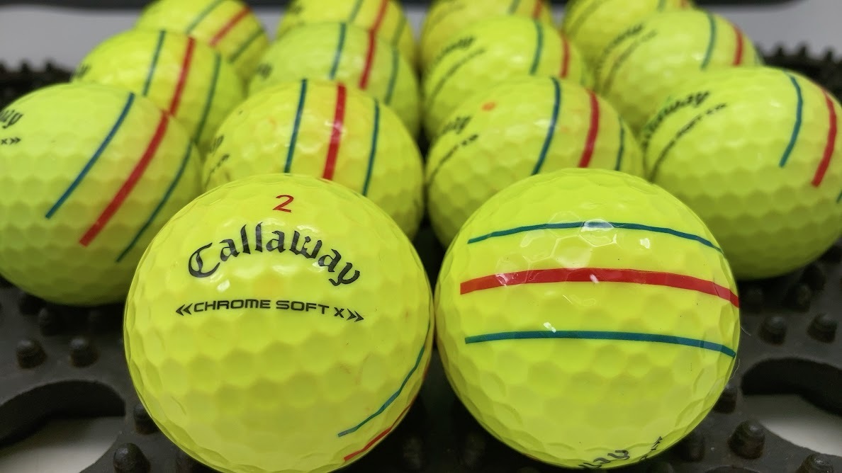 Q244【人気】キャロウェイ Callaway CHROME SOFT X 2022年モデル トリプルトラック イエロー 15個【B級ランク】【ロストボール】の画像1