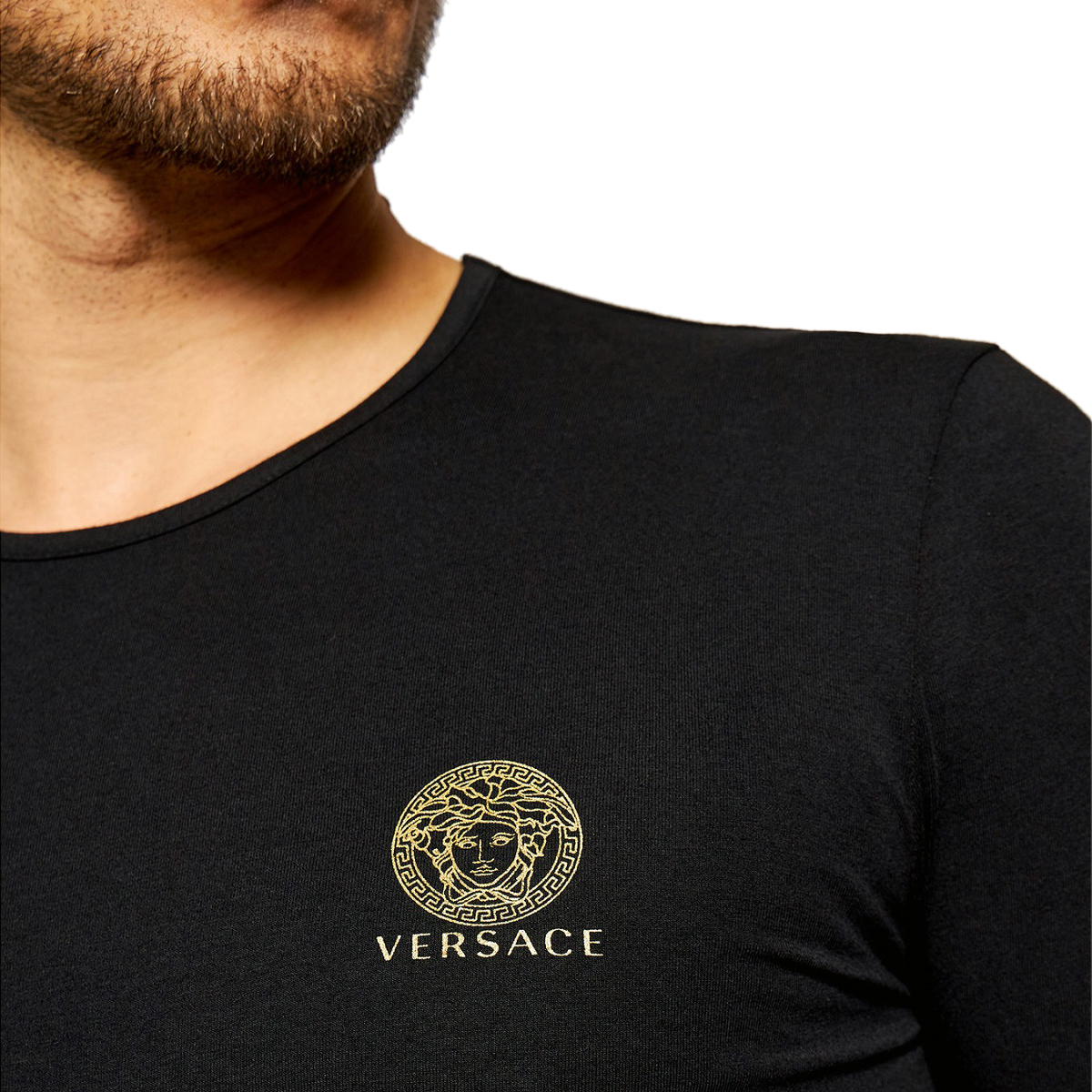 送料無料 3 VERSACE ヴェルサーチ AU10197 A232741 ブラック メデューサ 2枚セット 長袖Tシャツ size 4_画像4