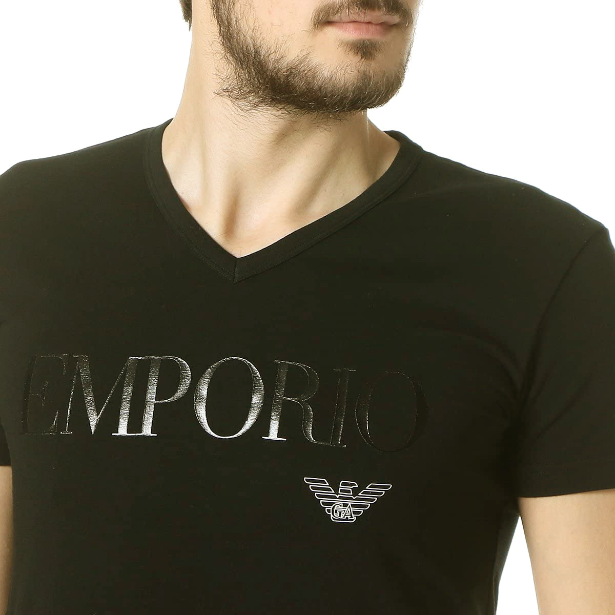 送料無料 57 EMPORIO ARMANI エンポリオアルマーニ CC716 110810 ブラック Tシャツ 半袖 ロゴ size XL