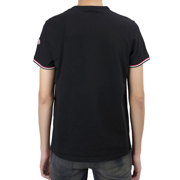 送料無料 33 MONCLER モンクレール 8100800 87296 ブラック Tシャツ トリコロール Vネック 半袖 size XLの画像2